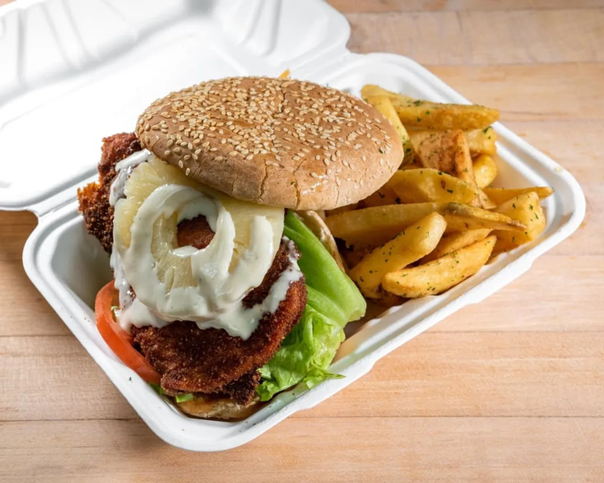 Interior view of Island Burger, a popular spot in brooklyn