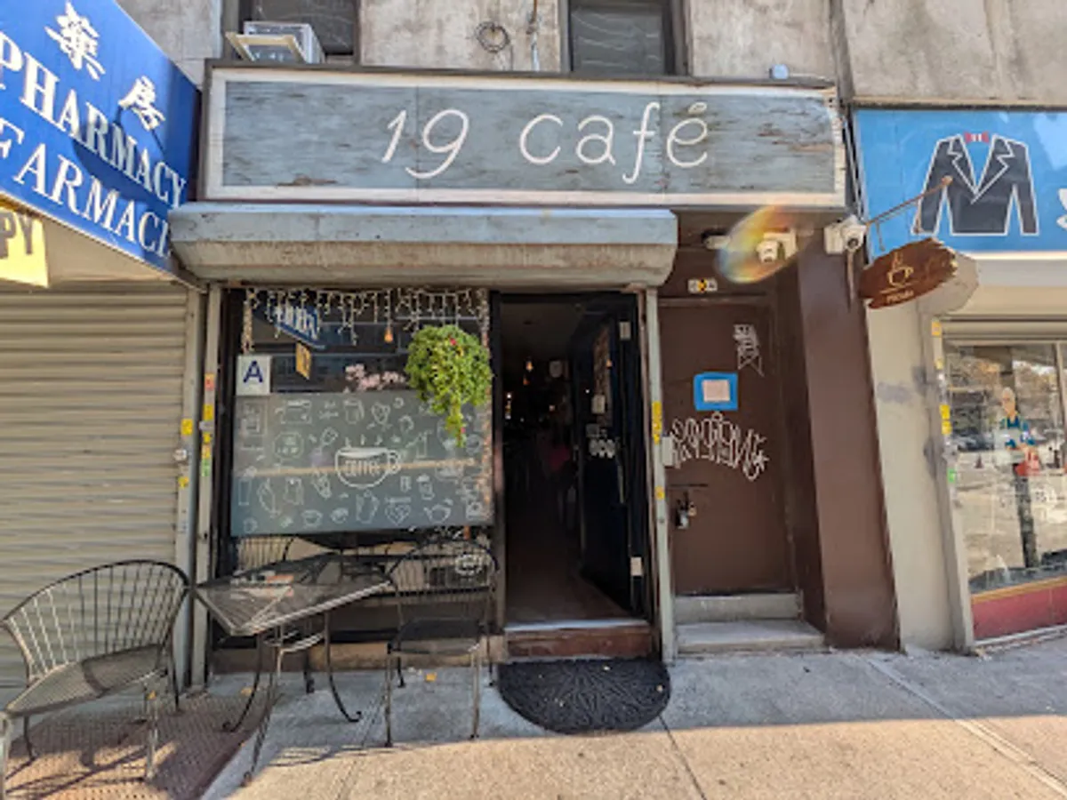 Interior view of 19 Café showing tables and cozy decor